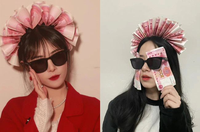  新娘簪錢花創(chuàng)意拍照，廣西彩妝寫真分享