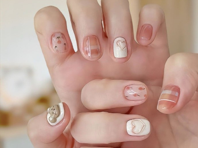 清新短甲圖片，廣西美甲店學(xué)徒推薦款