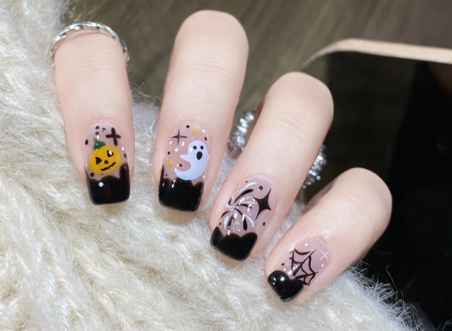 萬(wàn)圣節(jié)煙花美甲，南寧美甲進(jìn)修分享教程